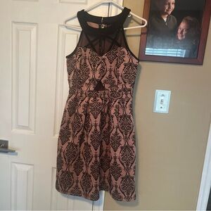 Enfocus Studio Black and Pink Damask Midi Dress size 10. Evening wear
